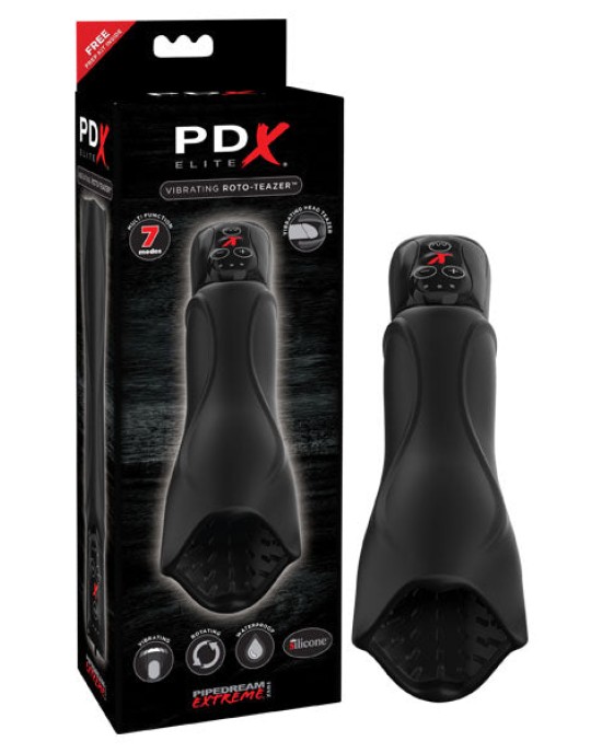 PDX Elite Vibrating Roto-Teazer - Black Vibrating Masturbator