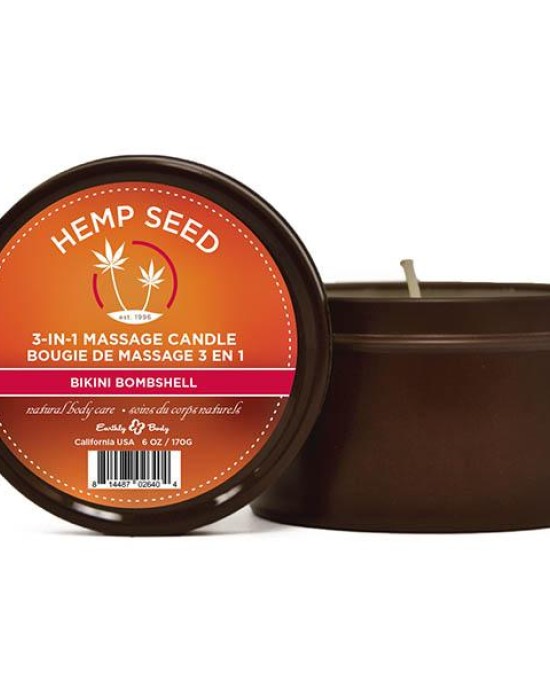 Hemp Seed 3-In-1 Massage Candle - Bikini Bombshell (Pink Champagne, Green Hibiscus & Sandalwood) - 170 g