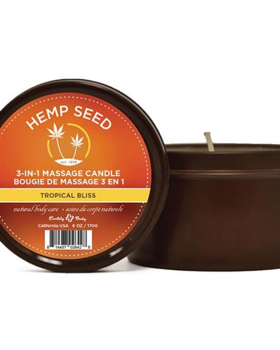 Hemp Seed 3-In-1 Massage Candle - Tropical Bliss (Coconut, Papaya & Sweet Bourbon) - 170 g