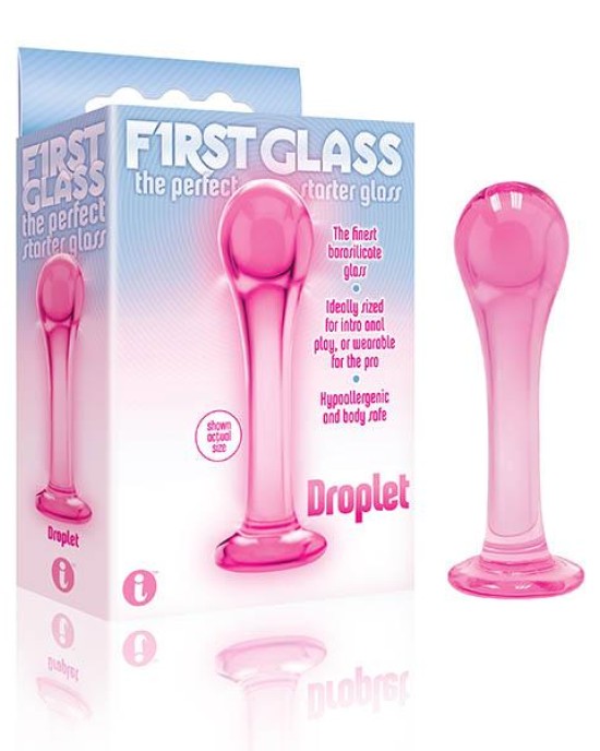 The 9's First Glass Droplet - Pink Glass Anal Plug