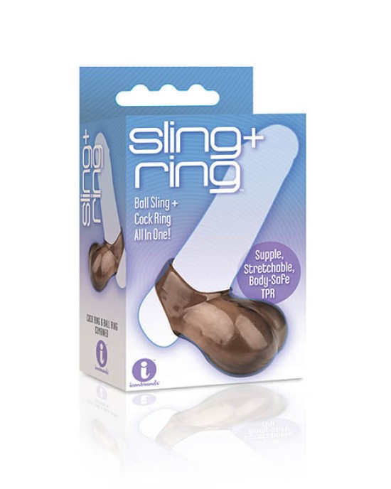 The 9's Sling and Ring - Black Cock & Balls Ring