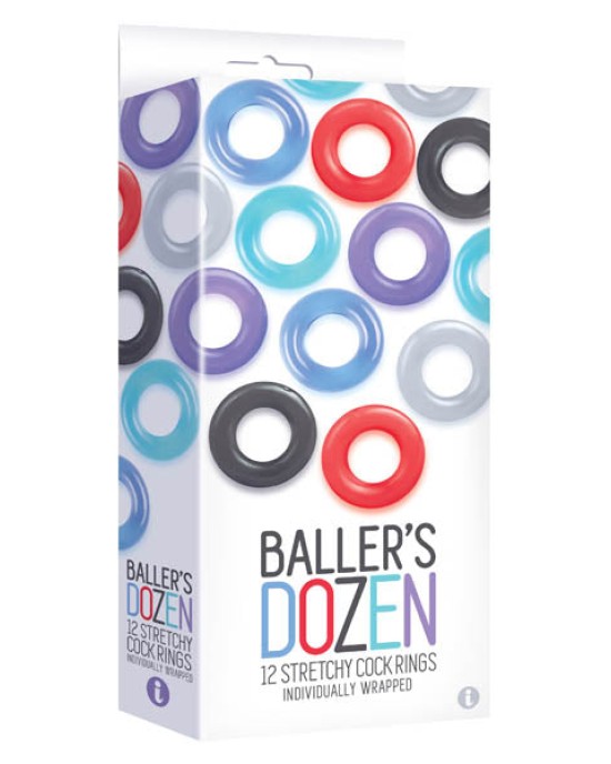 Baller's Dozen - Individually Wrapped Cock Rings - Pack of 12