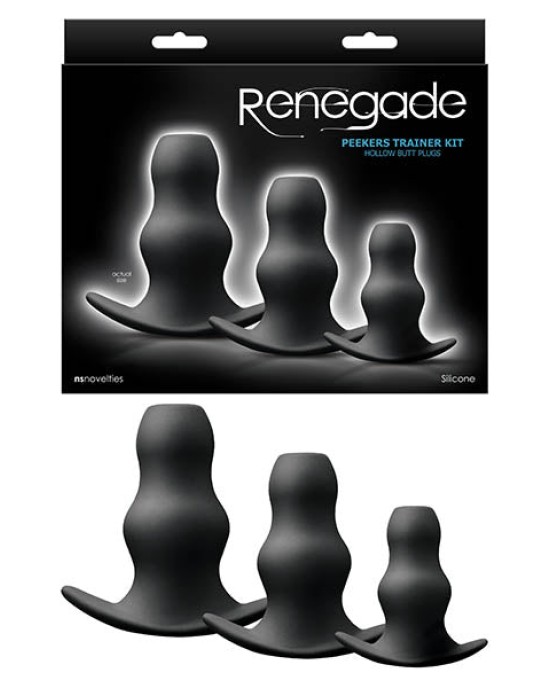 Renegade - Peeker Kit - Black Hollow Butt Plugs - Set of 3 Sizes