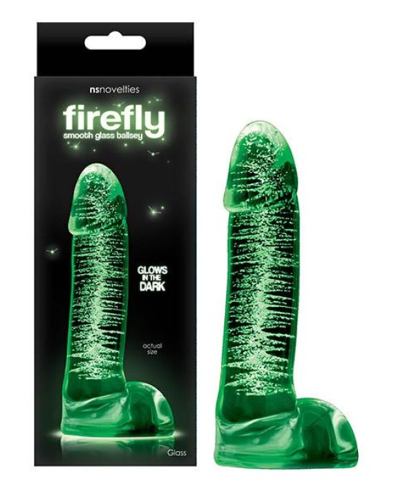 Firefly Glass - Smooth Ballsey - Glow in the Dark 4 Inch Glass Dong