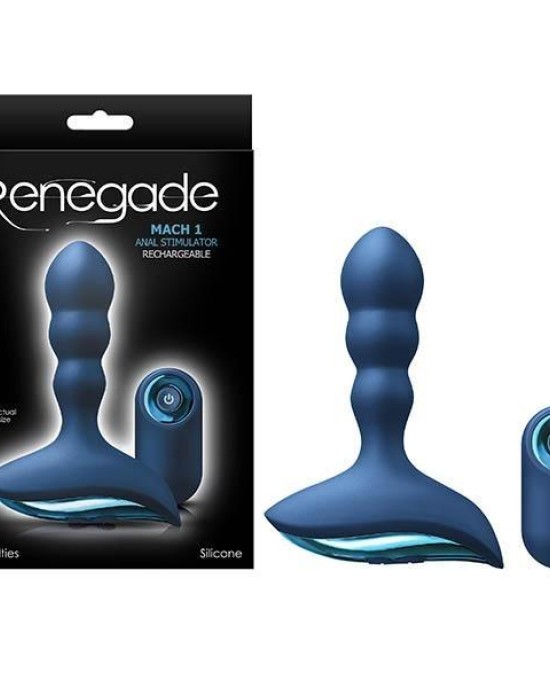 Renegade - Mach I - Blue USB Rechargeable Vibrating Anal Plug with Wireless Remote