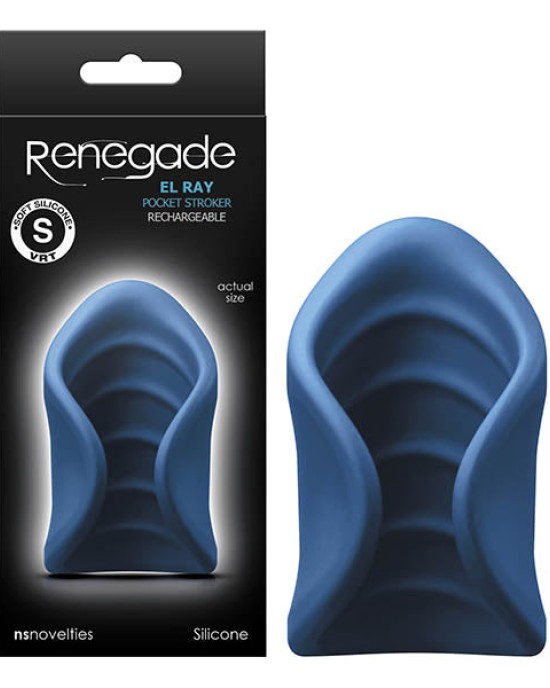 Renegade - El Ray Pocket Vibrating Stroker - Blue