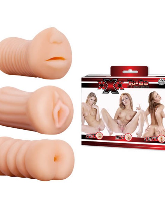 XXX To Go - 3 Pack - Flesh Pocket Sized Strokers - Set of 3