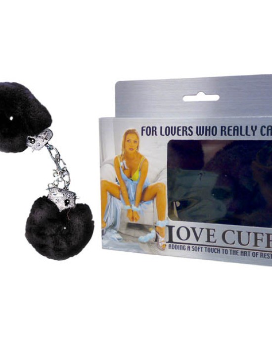 Love Cuffs - Black Fluffy Hand Cuffs