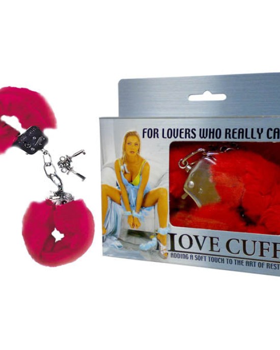 Love Cuffs - Red Fluffy Hand Cuffs