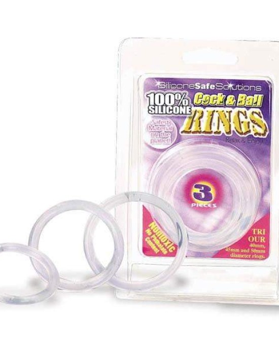 Cock & Ball Rings - Clear Cock Rings - Set of 3