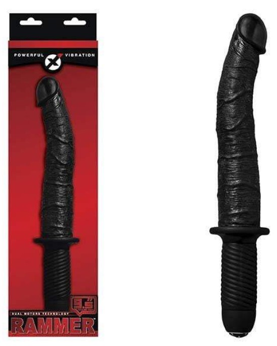 Rammer - Black 9.5 Inch Vibrating Dong with Handle