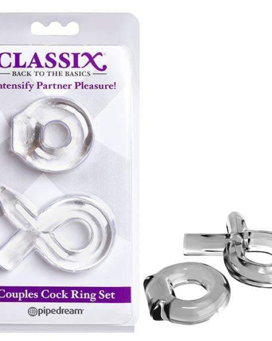 Classix Couples Cock Ring Set - Clear Cock Rings - Set of 2