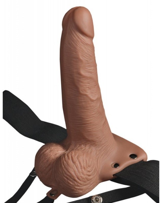 Fetish Fantasy Series 6 Inch Vibrating Hollow Strap-On with Remote Control - Flesh