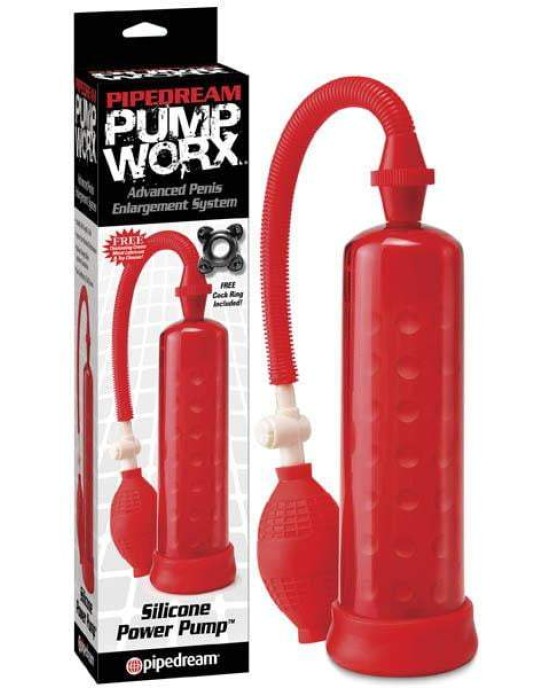 Pump Worx Silicone Power Pump - Red Penis Pump