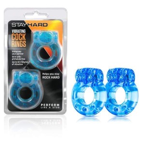 Stay Hard - Vibrating Disposable Cock Rings - Blue - 2 Pack