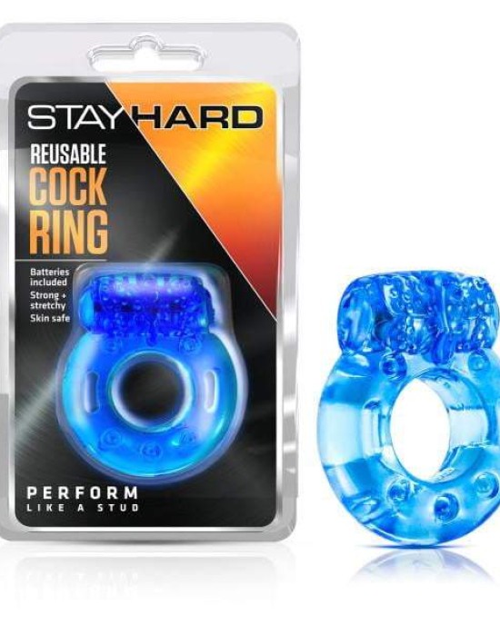 Stay Hard - Reusable Vibrating Cock Ring - Blue