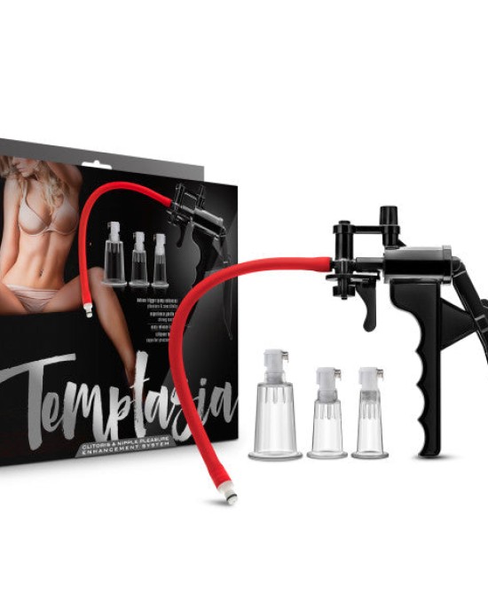 Temptasia Clit Pleasure & Enhancement System - Clear Clitoris Pump with 3 Interchangeable Cylinders