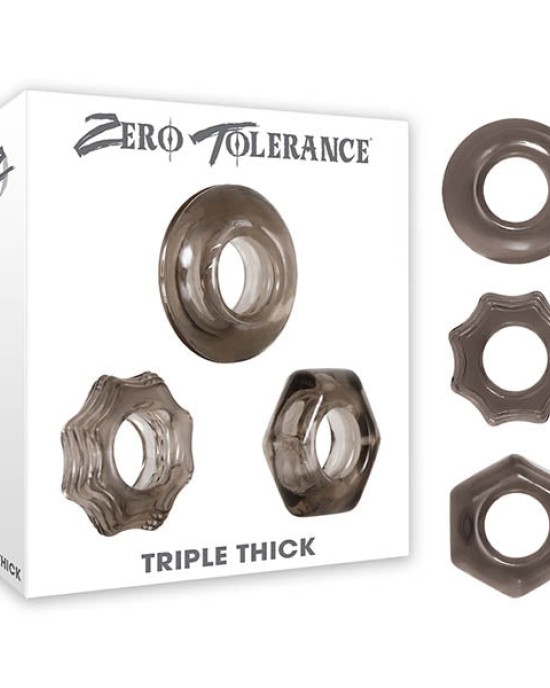 Zero Tolerance Triple Thick - Smoke Cock Rings - Set of 3