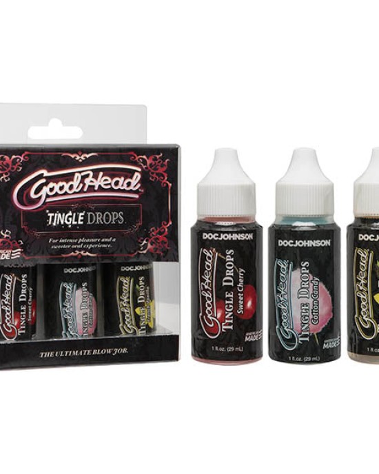 GoodHead Tingle Drops - Cherry, Cotton Candy & French Vanilla - 3 Pack