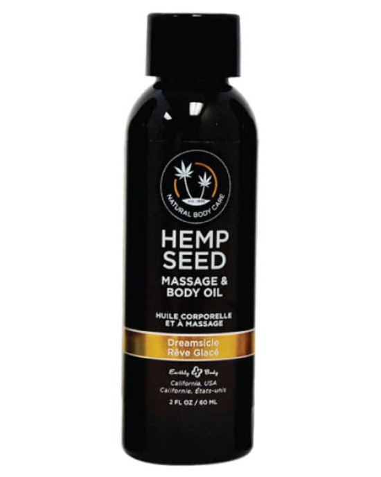 Hemp Seed Massage & Body Oil - Dreamsicle (Tangerine & Plum) Scented - 59 ml Bottle