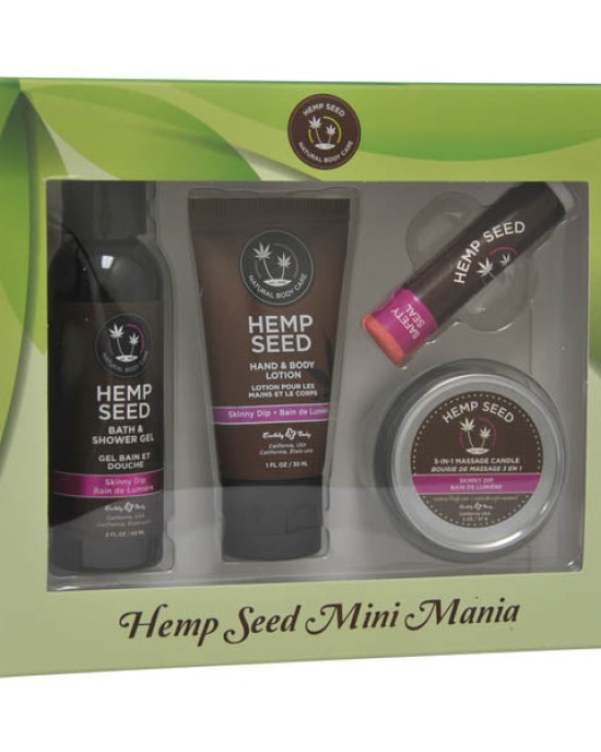 Hemp Seed Mini Mania  -  Skinny Dip (Vanilla & Fairy Floss) Scented Lotion Kit  -  4 Piece Set