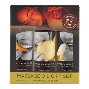 Edible Tropical Massage Oil Trio  -  Mango, Pineapple & Banana Flavoured  -  3 x 59 ml Bottles