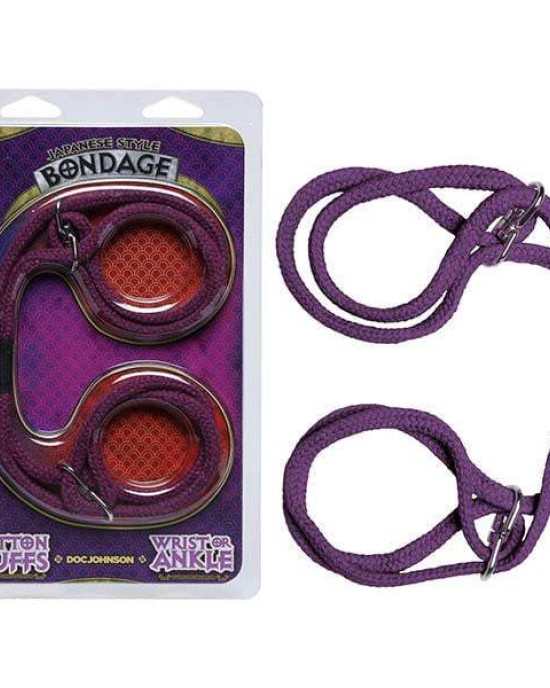 Japanese Style Bondage Cotton Cuffs - Purple Rope Restraints