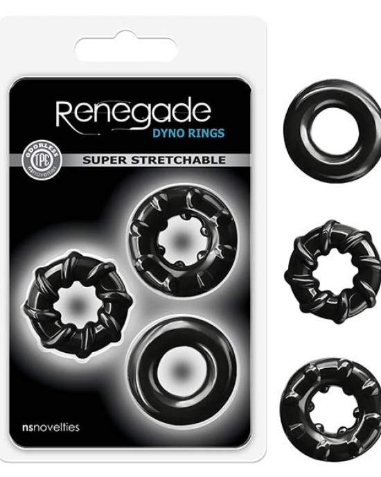 Renegade - Dyno Black Cock Rings - Set of 3