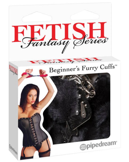 Fetish Fantasy Series Beginner's Furry Cuffs - Black Fluffy Cuffs