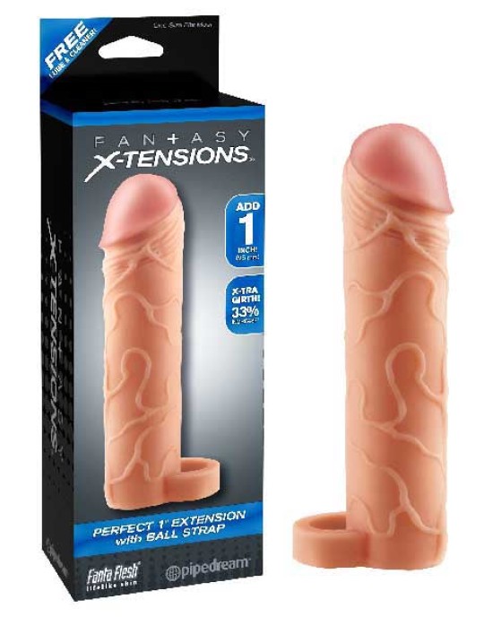 Fantasy X-Tensions Perfect 1 Inch Extension With Ball Strap - Flesh