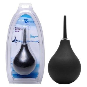 CleanStream Thin Tip Silicone Enema Bulb - Black Unisex Douche