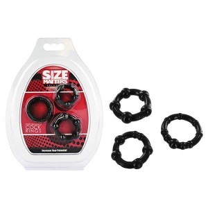 Size Matters Cock Rings - Black - Set of 3 Sizes