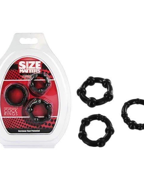 Size Matters Cock Rings - Black - Set of 3 Sizes