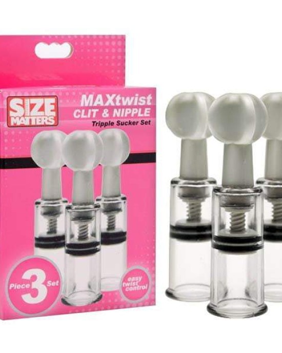 Size Matters Max Twist Clit & Nipple Tripple Sucker Set - Set of 3