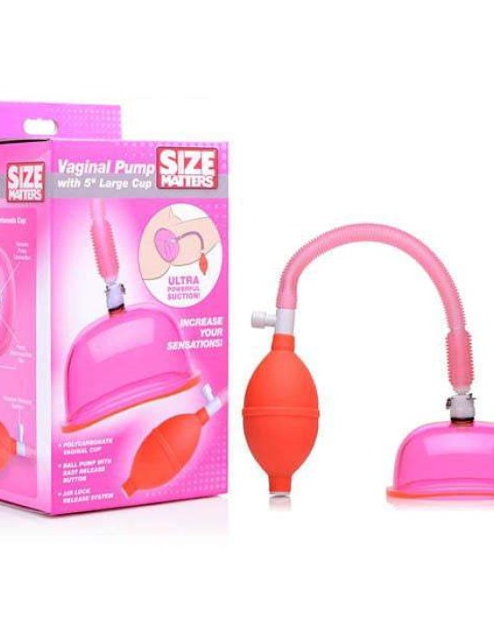 Size Matters Vaginal Pump with 5'' Large Cup - Pink Large Vagina Pump