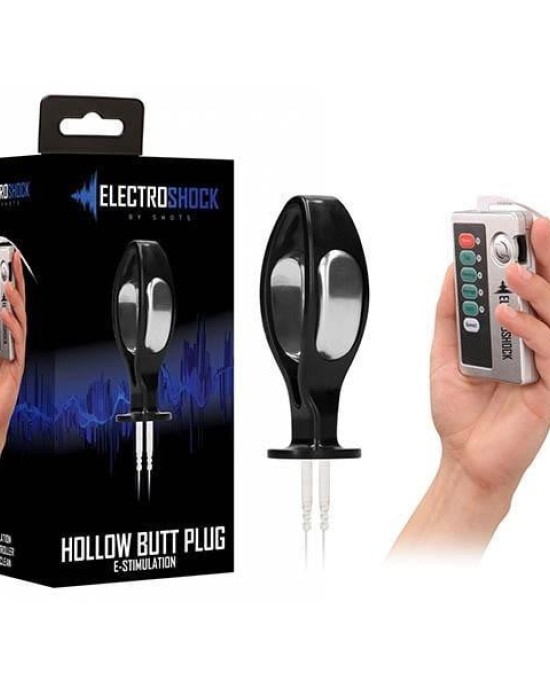 Electro Shock Hollow Butt Plug - Black Hollow Plug with E-Stim