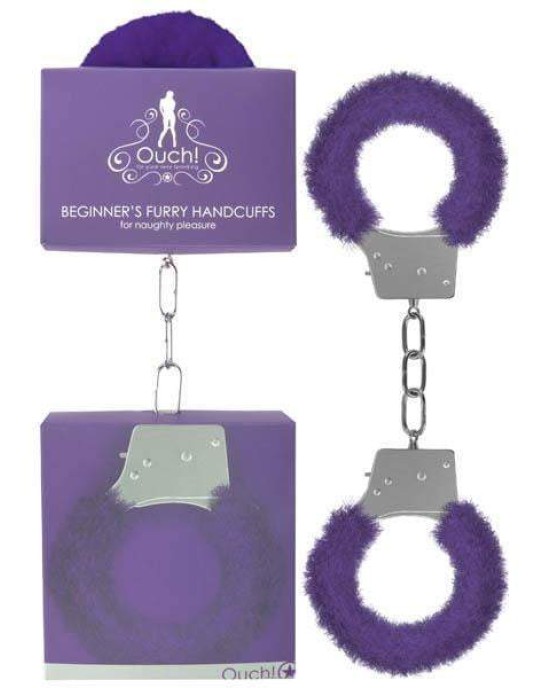 Ouch Beginner's Furry Handcuffs - Purple Fluffy Restraint