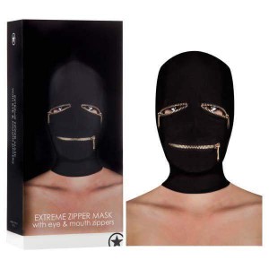 Ouch! Extreme Mask With Eye And Mouth Zipper - Black