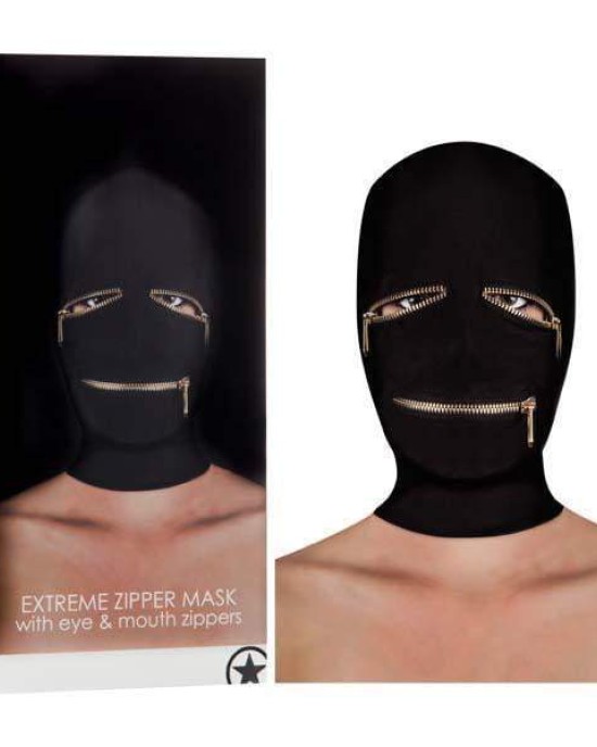 Ouch! Extreme Mask With Eye And Mouth Zipper - Black