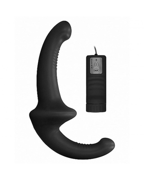 OUCH! Vibrating Silicone Strapless Strap-On - Black