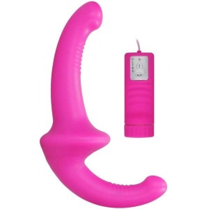 OUCH! Vibrating Silicone Strapless Strap-On - Pink