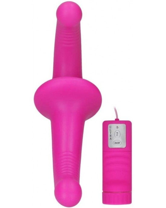 OUCH! Vibrating Silicone Strapless Strap-On - Pink