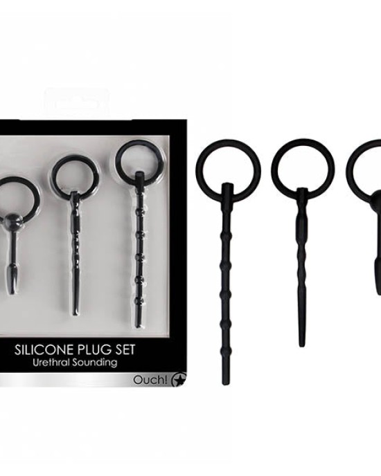 OUCH! Urethral Sounding Set - Black - Set of 3 Sizes