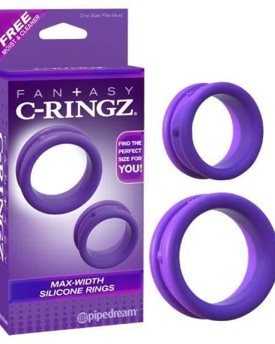 Fantasy C-ringz Max Width Silicone Rings - Purple Cock Rings - Set of 2