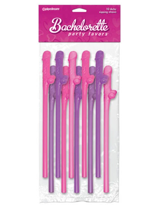 Bachelorette Dicky Sipping Straws - 10 Pack