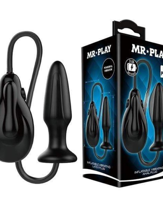 MR PLAY Black Small Inflatable Vibrating Butt Plug