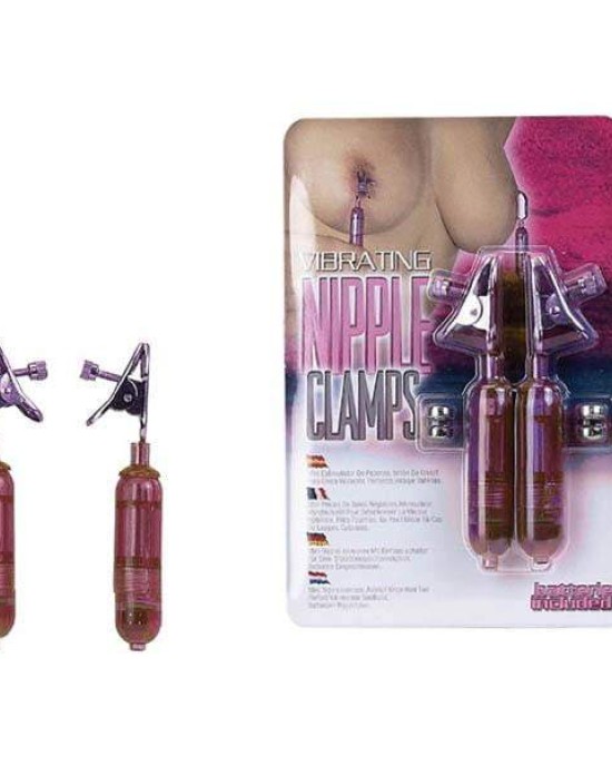 Vibrating Pink Nipple Clamps -Set of 2