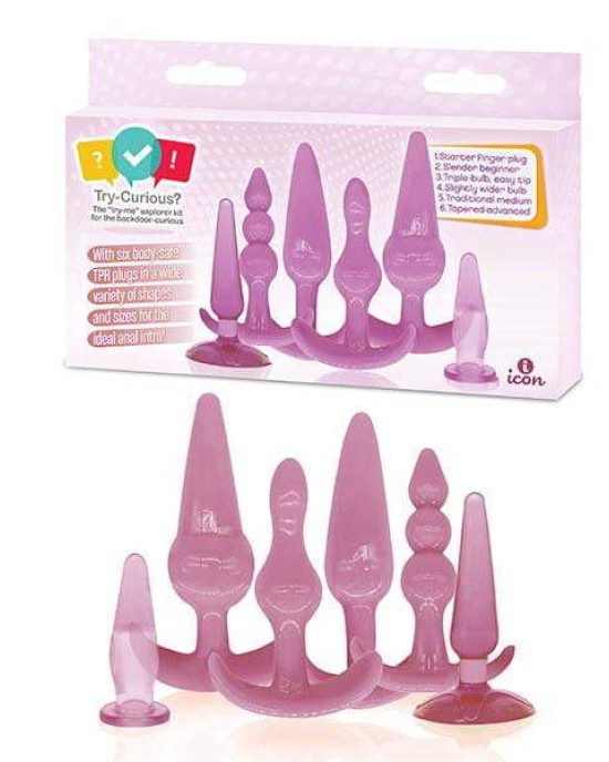 Try-Curious Pink Anal Plug Kit - Set of 6