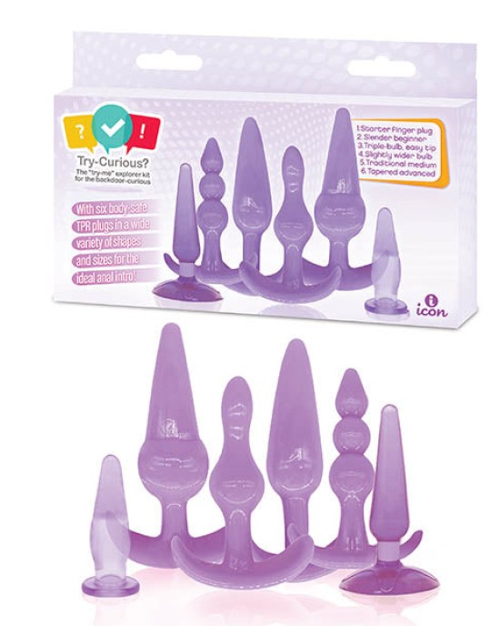 Try-Curious Purple Anal Plug Kit - Set of 6