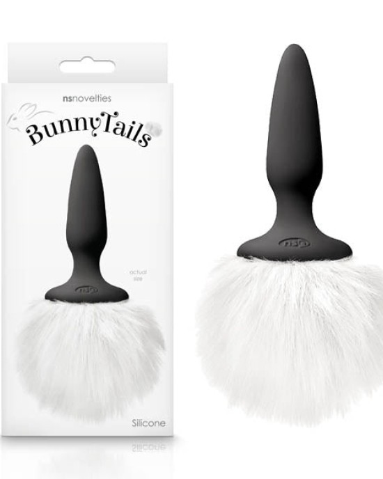 Black Mini Butt Plug with White Bunny Tail